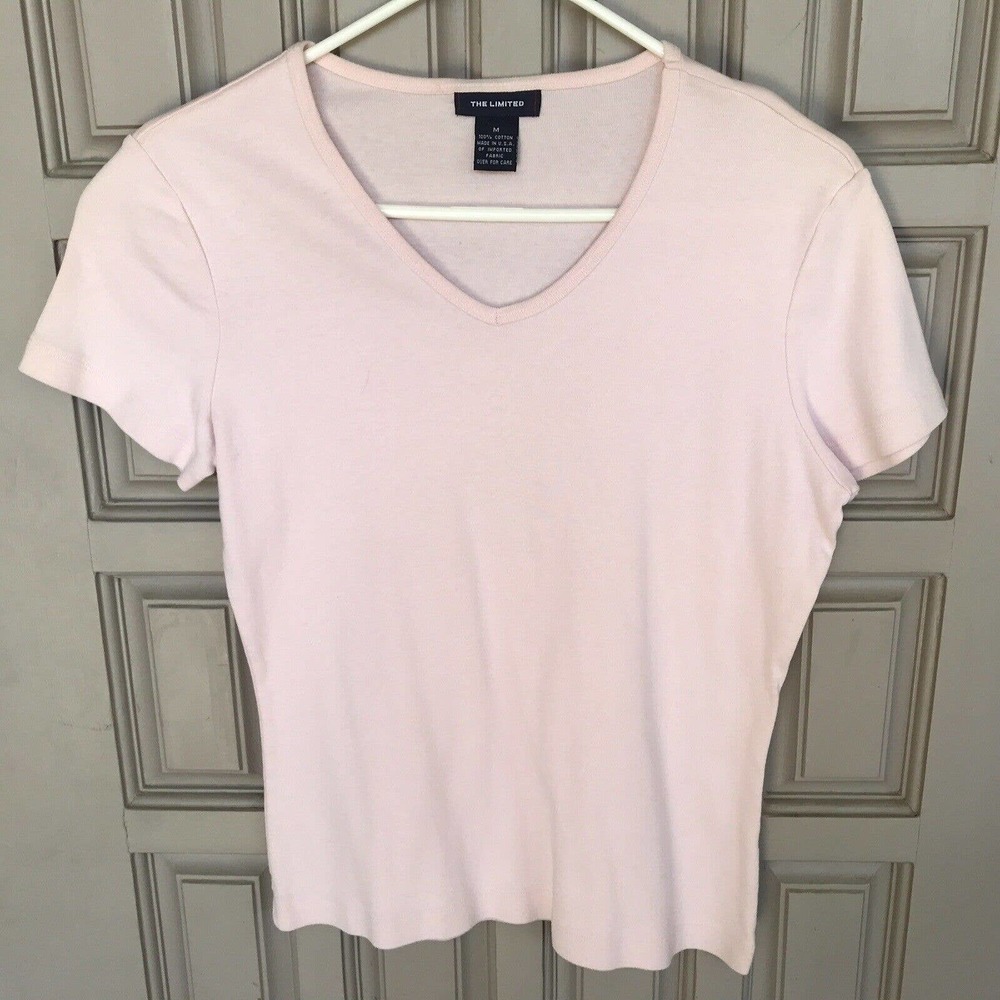 The Limited Ladies T Shirt Baby Pink SzM Short Sleeves V Neck Pre-Owned